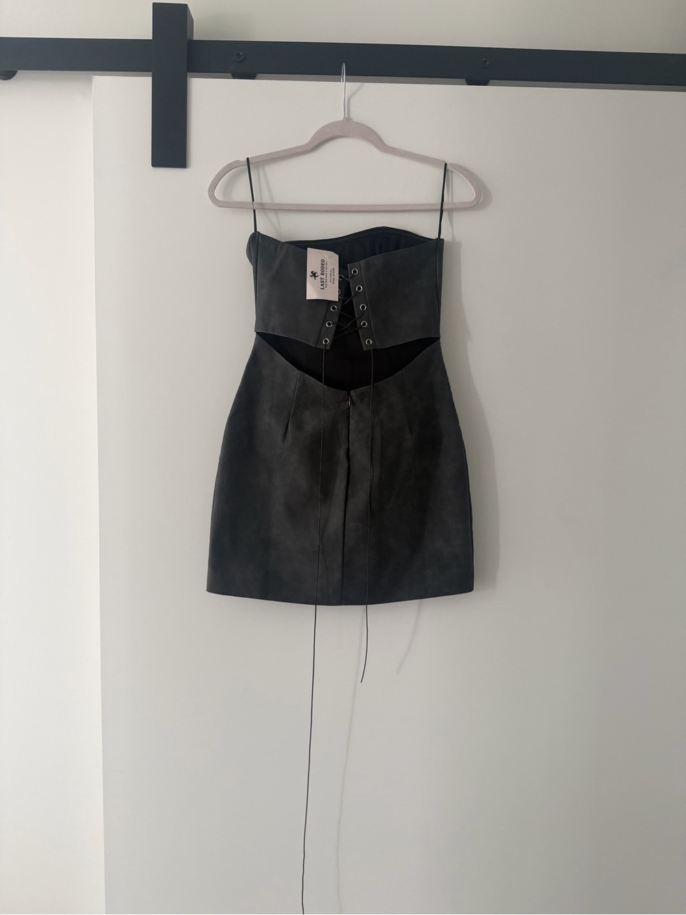 Nasty Gal Black Strapless Mini Dress with Contrast Stitching - Picture 2 of 4